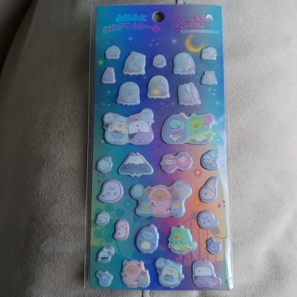 San-X Sumikko Gurashi Welcome to the Night Park holo glitter puffy stickers